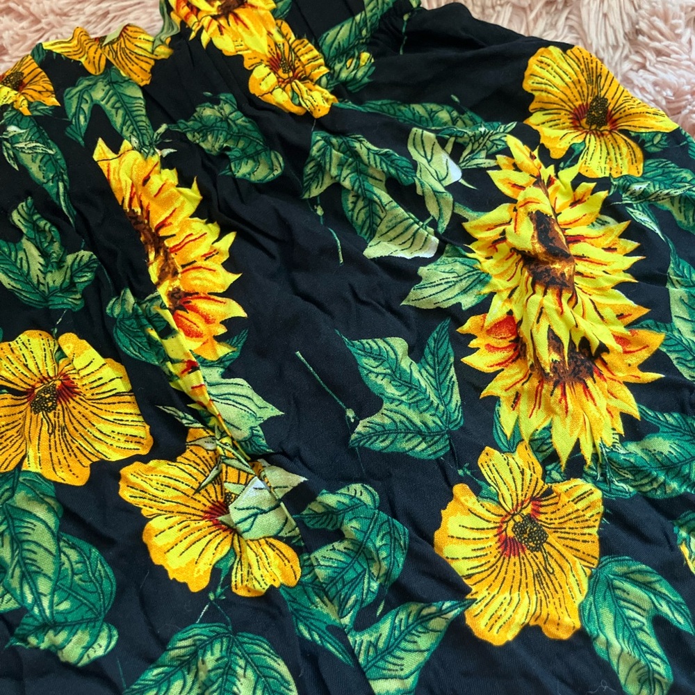 Floral Black and Yellow Sunflower Skirt